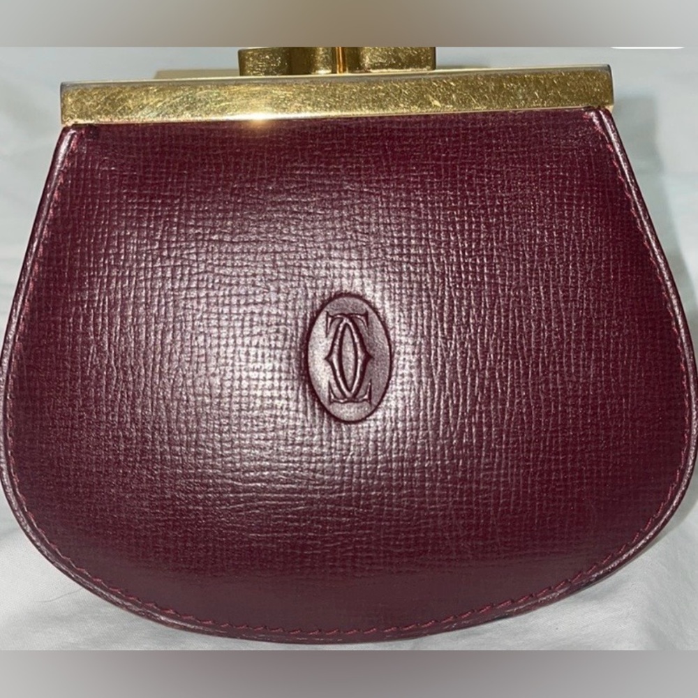 CARTIER BURGUNDY MUST LEATHER COIN POUCH